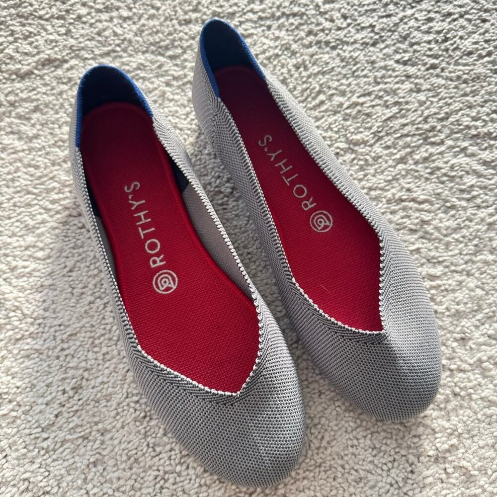 Rothy's Round Toe Ballet Flats Sz wide 8.5 Blue Gray